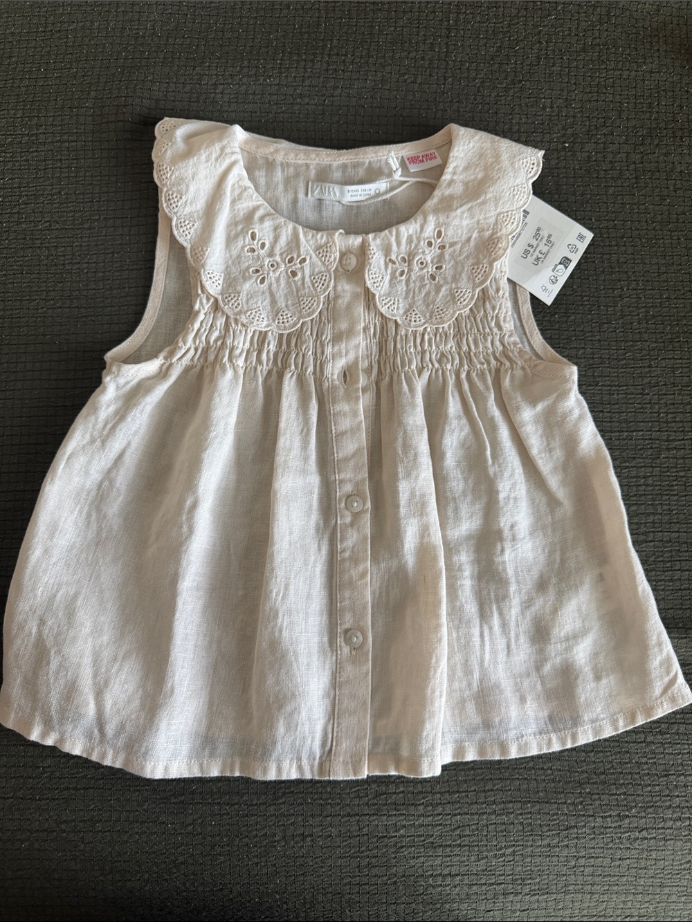 Zara Girls Linen Eyelet Tank Top